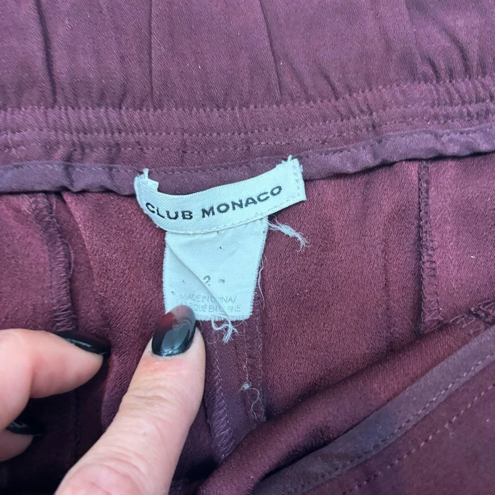 Ladies Club Monaco Brand Burgundy‎ Rounded Hem Trouser Pants Size 2 Cropped